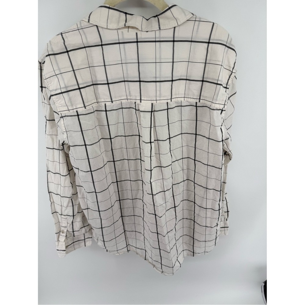 Universal Thread Relaxed Fit Windowpane Plaid Cotton Button Down Shirt White L - Picture 4 of 4